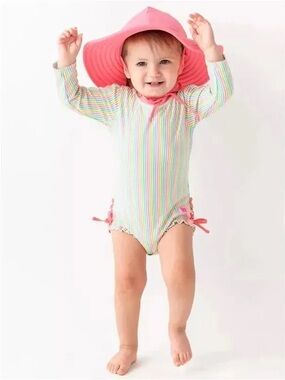 Ruffle Butts Rainbow Striped One Piece